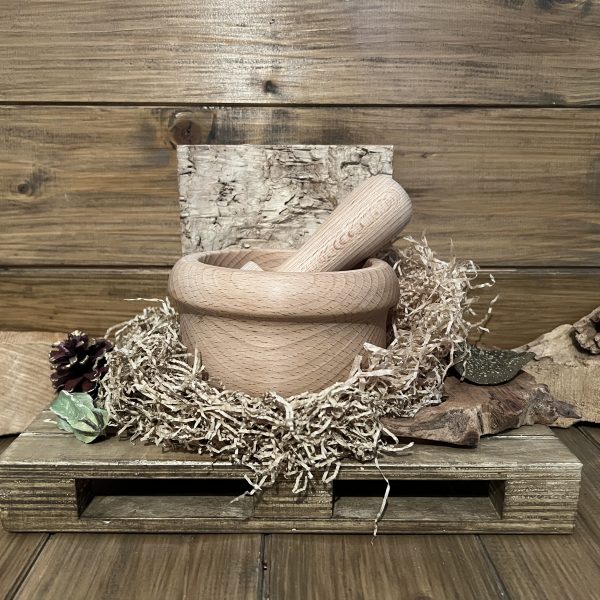 Mortaio in legno artigianale